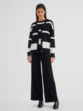 Bomve-Minimalism Stripe Sweater Three Piece Pants Set