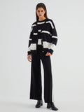 Bomve-Minimalism Stripe Sweater Three Piece Pants Set