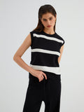 Bomve-Minimalism Stripe Sweater Three Piece Pants Set