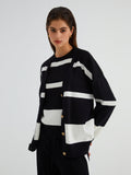 Bomve-Minimalism Stripe Sweater Three Piece Pants Set