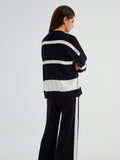 Bomve-Minimalism Stripe Sweater Three Piece Pants Set