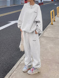 Bomve-Minimalism Oversized Two Piece Long Sleeve Pants Set