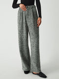 Bomve-Old Money Aesthetics Tweed Boucle Wide Leg Pants