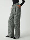 Bomve-Old Money Aesthetics Tweed Boucle Wide Leg Pants