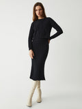 Bomve-Leisure Cable Knit Long Sleeve Two Piece Skirt Set