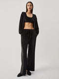 Bomve-Velvet Hoodie Three Piece Pants Set