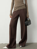 Bomve-Solid Pleated Sweatpants