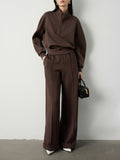 Bomve-Solid Pleated Sweatpants