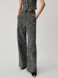 Bomve-Old Money Tweed Straight Leg Pocket Pants