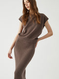 Bomve-Ribbed Knit Sweater Dress Set