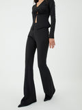 Bomve-Solid Flared Long Pants