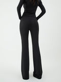 Bomve-Solid Flared Long Pants