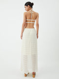 Bomve-Backless Halter Top With Pleated Maxi Skirt Set