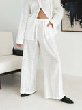 Bomve-Sheer Striped Wide Leg Pants