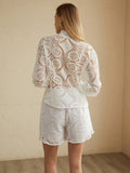 Bomve-Lace Overlay Two Piece Shorts Set