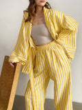 Bomve-Oversized Knotted Striped Pants Set