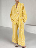 Bomve-Oversized Knotted Striped Pants Set