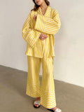 Bomve-Oversized Knotted Striped Pants Set