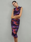 Bomve-Sunset Color Board Midi Skirt Set