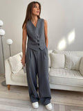 Bomve-Solid Structured Suit Pants