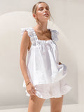 Bomve-Pure Cotton Ruffle Shorts Set