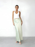 Bomve-One Off Shoulder Crop Top With Maxi Skirt Set