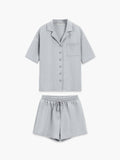 Bomve-Casual Drop Shoulder Shirt With Shorts Set