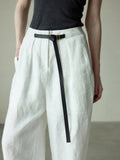 Bomve-Cotton & Linen Belted Long Pants