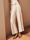 Bomve-Solid Suit Straight Leg Pants