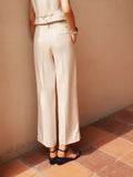 Bomve-Solid Suit Straight Leg Pants