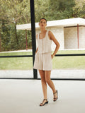 Bomve-Linen Blends Simple Shorts Set