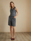 Bomve-Solid Waistcoat With Shorts Set