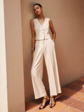 Bomve-Solid Suit Straight Leg Pants