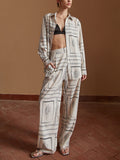 Bomve-Satin Cactus Print Pants Set