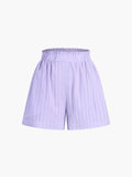 Bomve-Pure Cotton Pinstripe Long-Sleeve Shorts Set