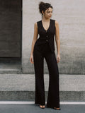 Bomve-Tailored Metal Button Waistcoat With Pants Set