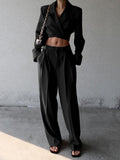 Bomve-Lace Up Blazer With Straight leg Pants Set