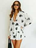 Bomve-Chill Life Plant Print Shorts Set