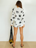 Bomve-Chill Life Plant Print Shorts Set