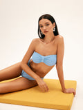 Bomve-Waffle Bandeau Bikini Set