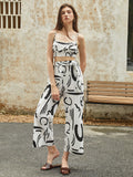 Bomve-Irregular Print Pockets Belted Pants Set