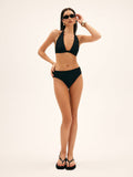 Bomve-Solid Halter Bikini Set