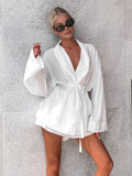 Bomve-Oversized Soft Belted Shorts Set