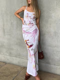 Bomve-Strappy Floral Print  Maxi Skirt Set