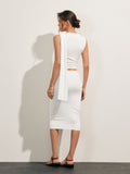 Bomve-Solid Sleeveless Knotted Skirt Set