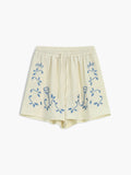 Bomve-Plant Embroidery Leisure Shorts Set