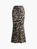 Bomve-Leopard Print Backless Skirt Set