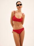 Bomve-Cherry Bomb Solid Lace-Up Bikini Set