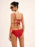 Bomve-Cherry Bomb Solid Lace-Up Bikini Set