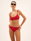 Bomve-Cherry Bomb Solid Lace-Up Bikini Set